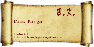 Biss Kinga névjegykártya